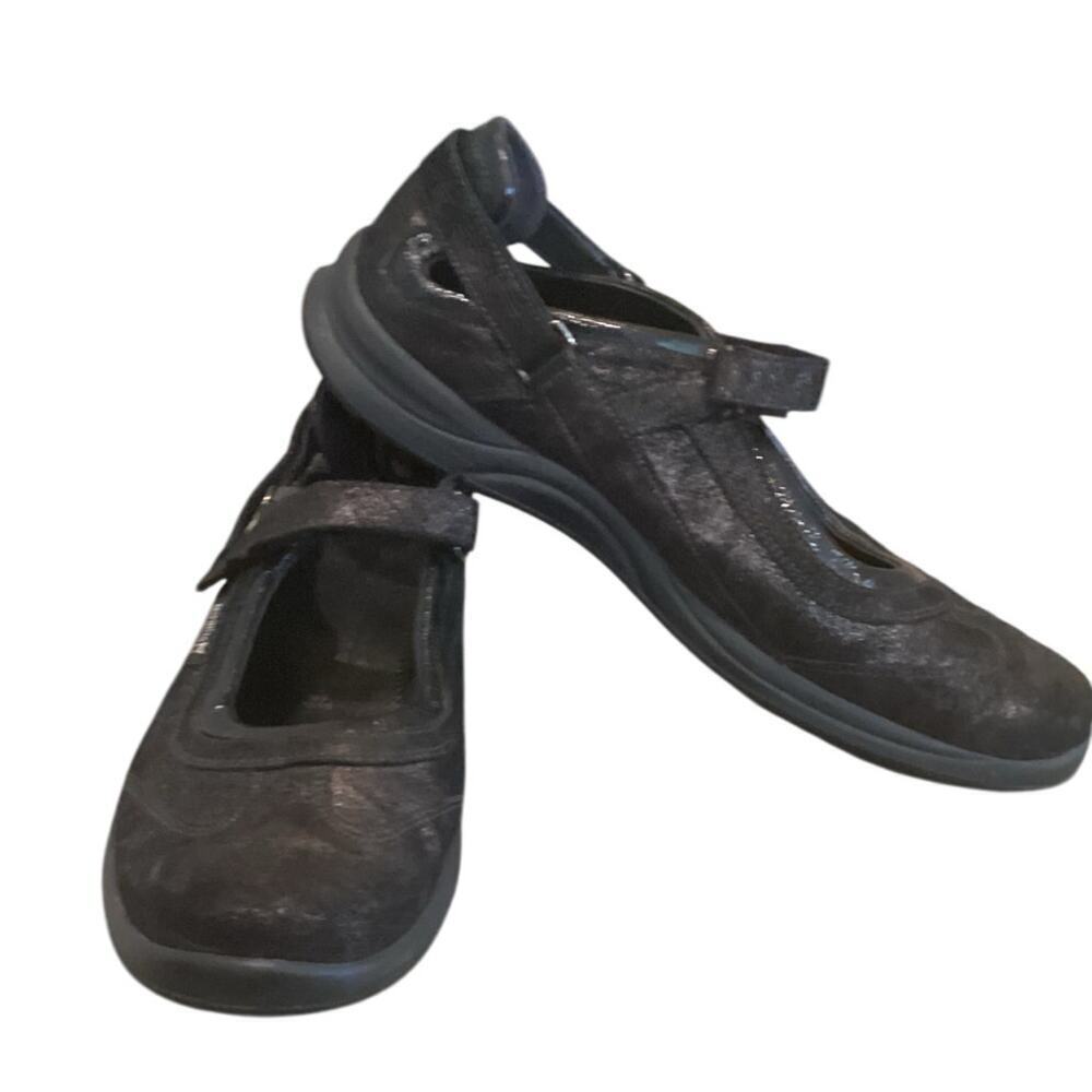 Mephisto Womens Mary Jane Shoes Us 10.5 Suede-Like Leather Comfort Shoe Black
